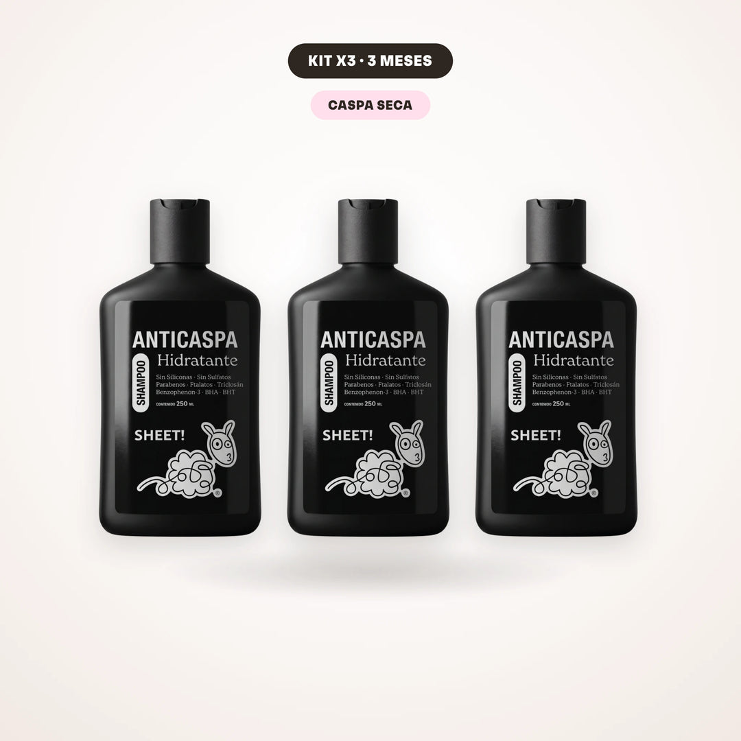 Kit Anticaspa Hidratante x3 sin Sulfatos | Caspa Seca con Usneo | SHEET