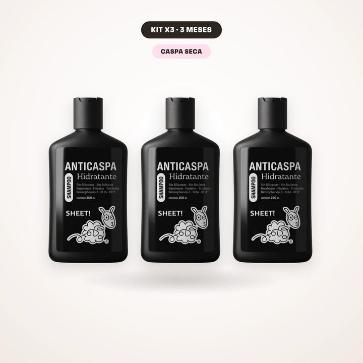 Kit Anticaspa Hidratante x3 sin Sulfatos | Caspa Seca con Usneo | SHEET