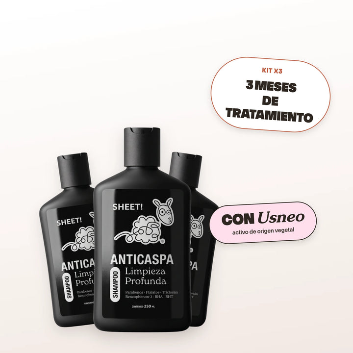 Kit Anticaspa Limpieza Profunda x3 | Caspa Grasa con Usneo | SHEET