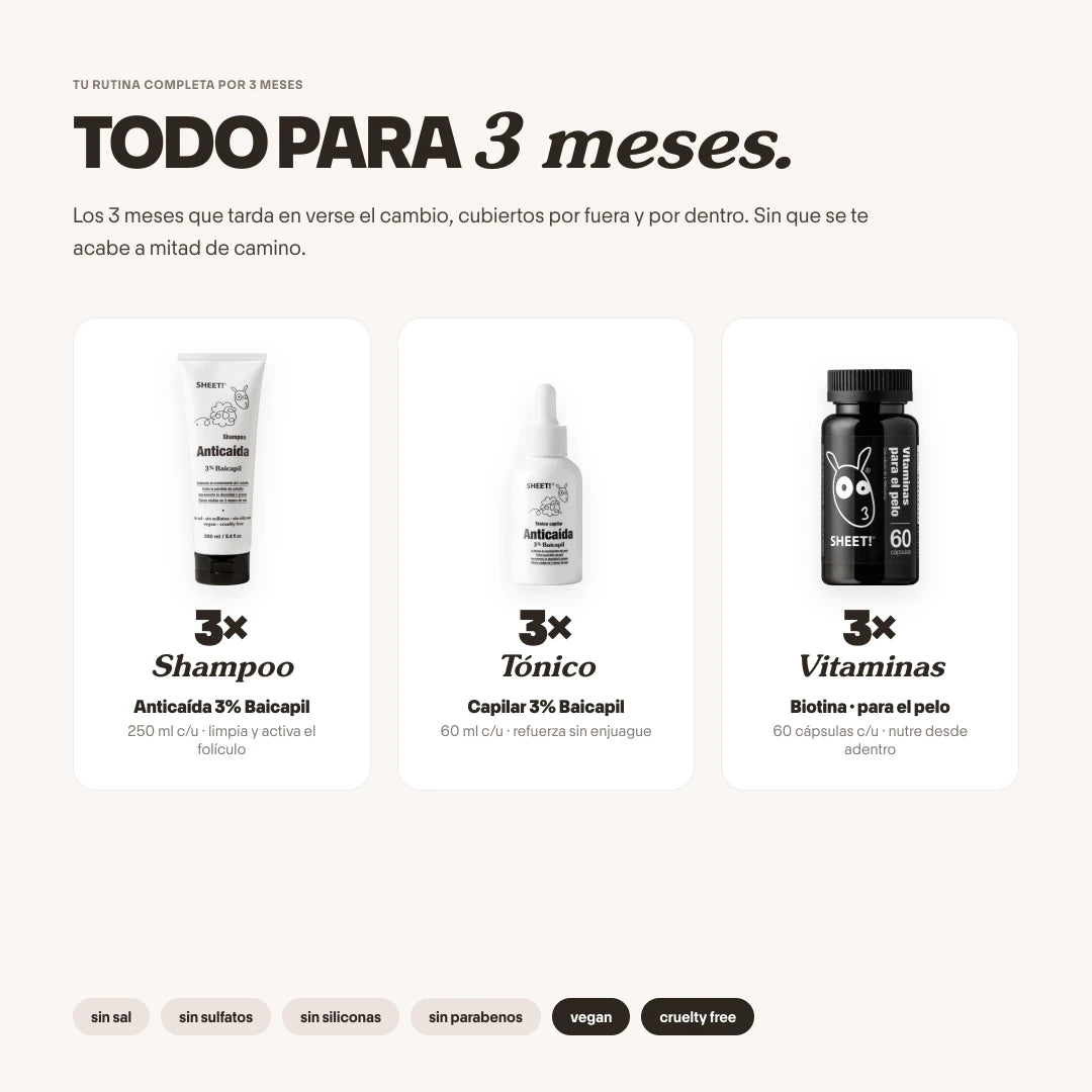 Tratamiento Caída Severa de Cabello x 3 Meses + Biotina
