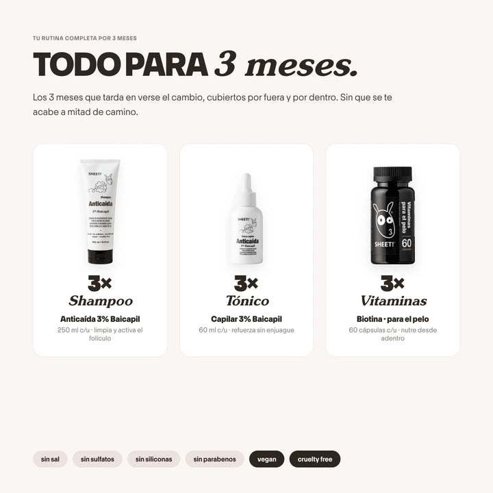 Tratamiento Caída Severa de Cabello x 3 Meses + Biotina