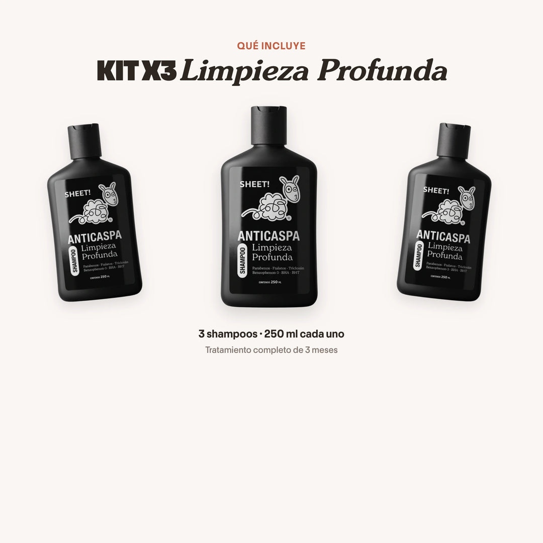 Kit Anticaspa Limpieza Profunda x3 | Caspa Grasa con Usneo | SHEET